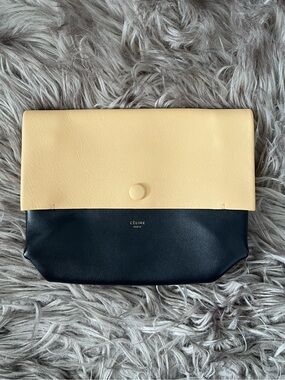 Celine Tri-Colour All Soft Foldover Clutch in Black and Pale Yellow